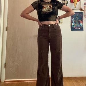 Corduroy Wide Leg brown Zara jeans.